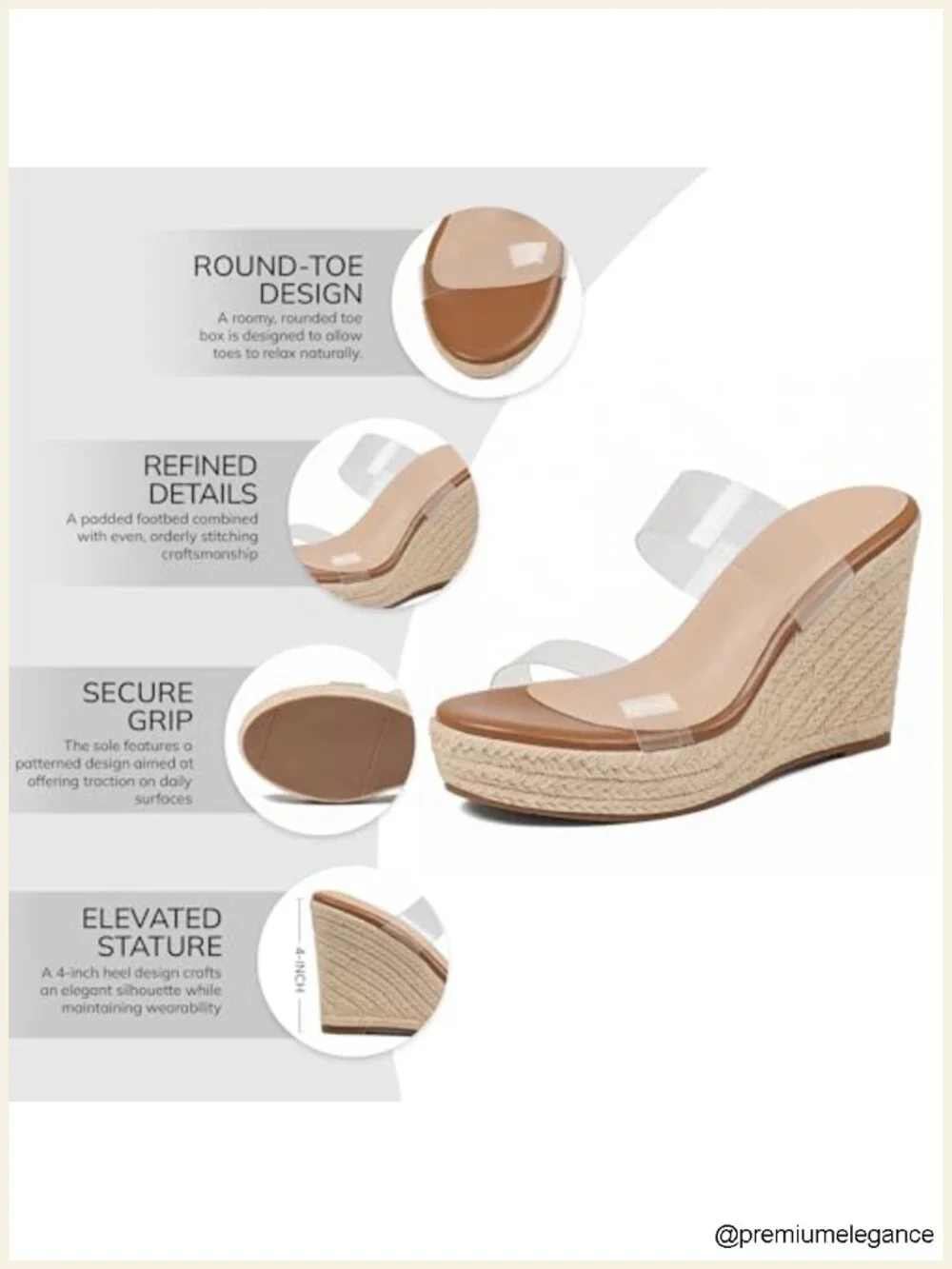 Platform Wedge Sandals with Cushioned Insole - Slip-On Espadrilles